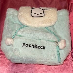 Hello Kitty character Pochacco Light Blue fluffy Backpack B series.